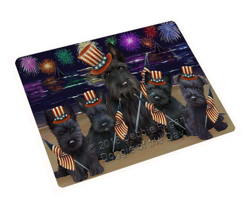 4th of July Independence Day Firework  Scottish Terriers Dog Large Refrigerator / Dishwasher Magnet RMAG53712