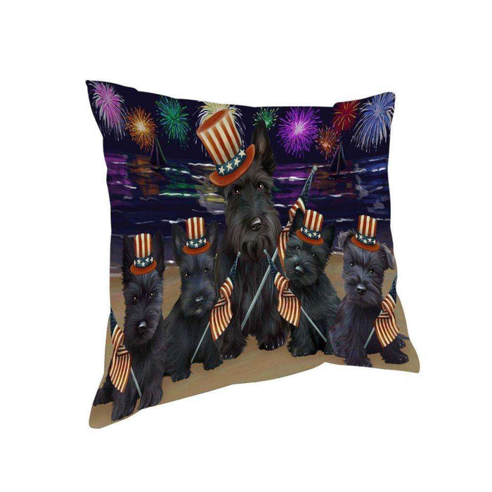 4th of July Independence Day Firework Scottish Terriers Dog Pillow PIL51840