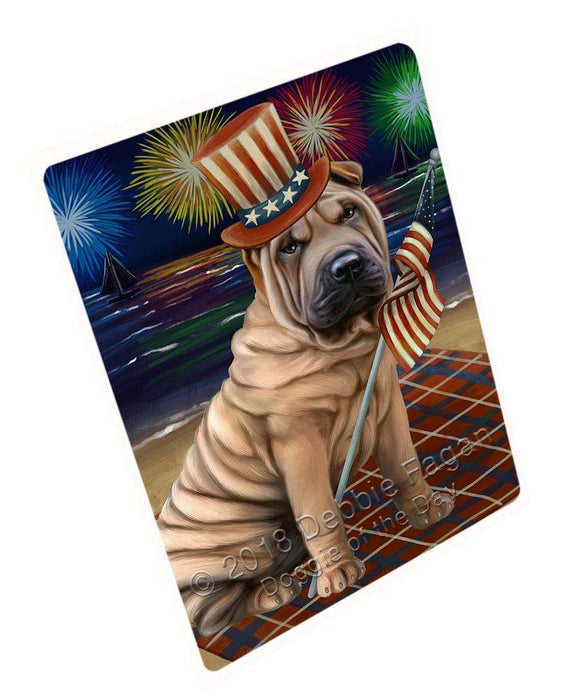 4th of July Independence Day Firework Shar Pei Dog Blanket BLNKT56586 (37x57 Sherpa)
