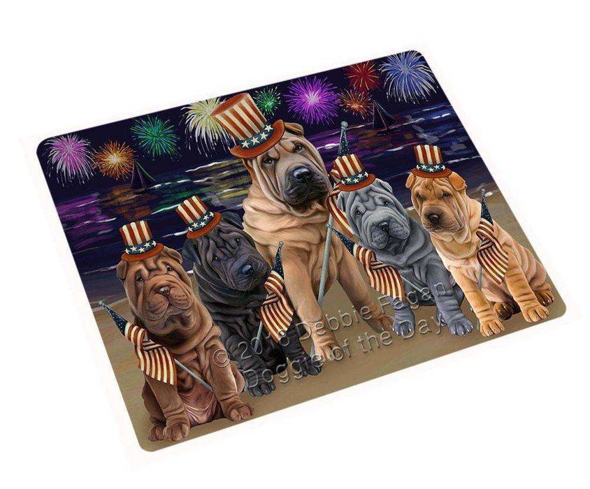 4th of July Independence Day Firework Shar Peis Dog Tempered Cutting Board C50865