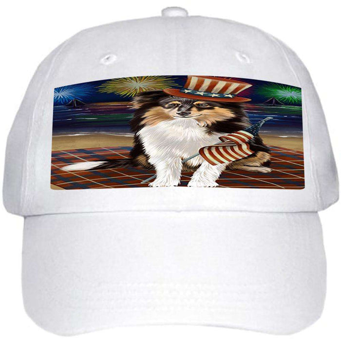 4th of July Independence Day Firework Shetland Sheepdog Ball Hat Cap HAT50757