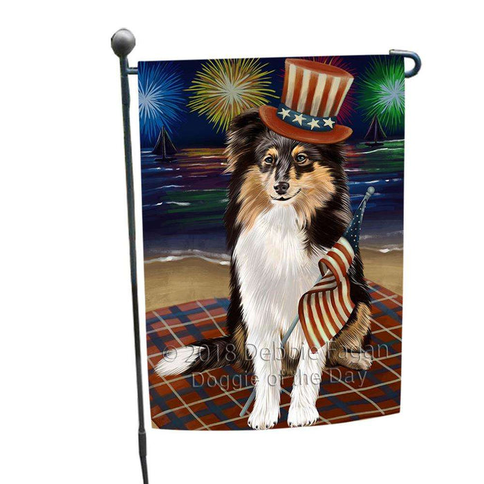 4th of July Independence Day Firework Shetland Sheepdog Garden Flag GFLG48917