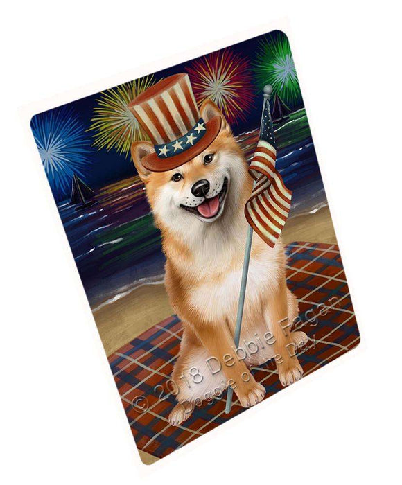 4th of July Independence Day Firework Shiba Inu Dog Blanket BLNKT56685 (37x57 Sherpa)