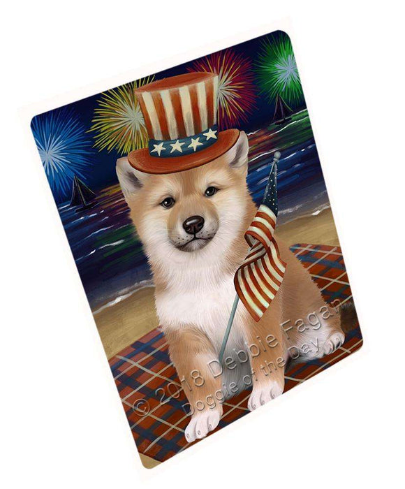 4th of July Independence Day Firework Shiba Inu Dog Blanket BLNKT56703 (37x57 Sherpa)