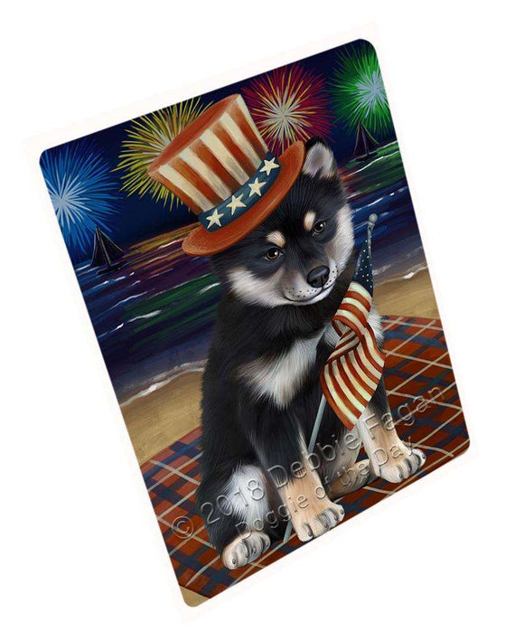 4th of July Independence Day Firework Shiba Inu Dog Blanket BLNKT56712 (37x57 Sherpa)