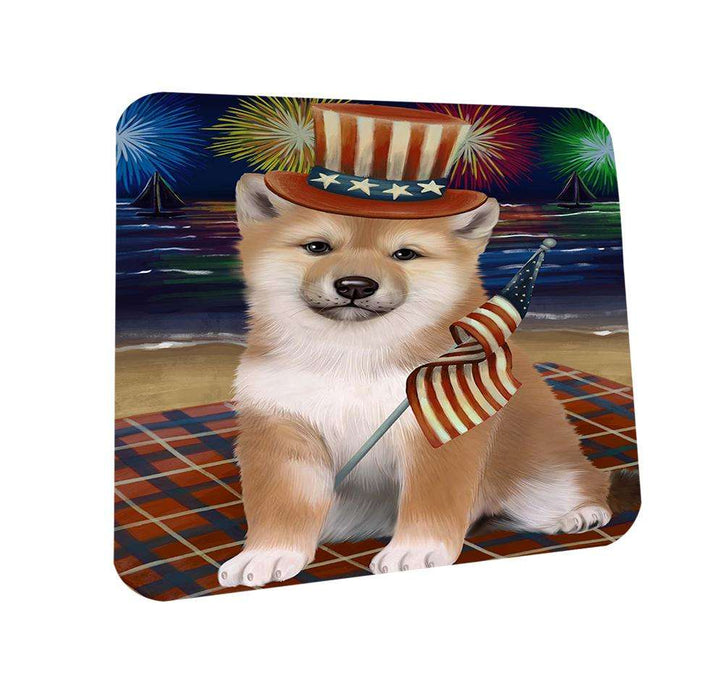 4th of July Independence Day Firework Shiba Inu Dog Coasters Set of 4 CST48970