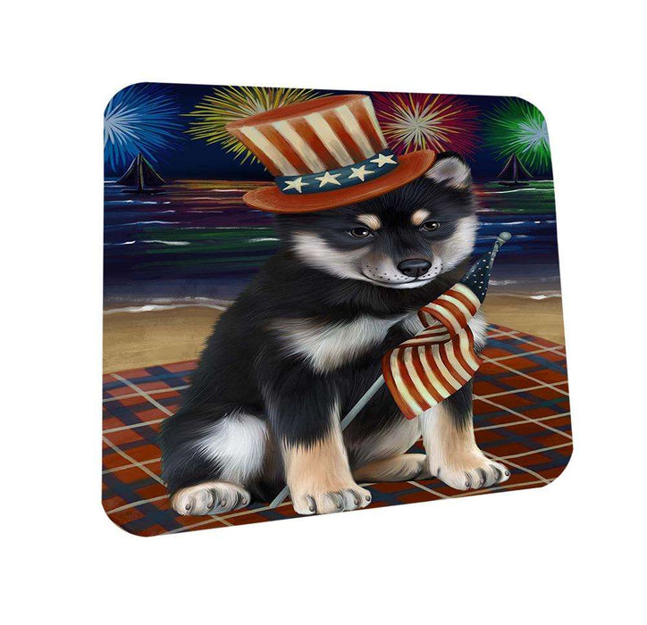 4th of July Independence Day Firework Shiba Inu Dog Coasters Set of 4 CST48971