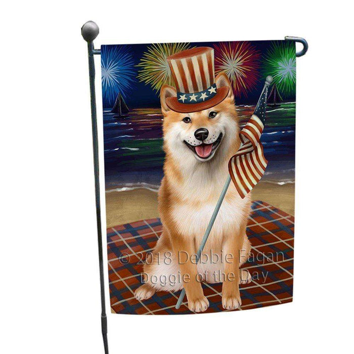 4th of July Independence Day Firework Shiba Inu Dog Garden Flag GFLG48918
