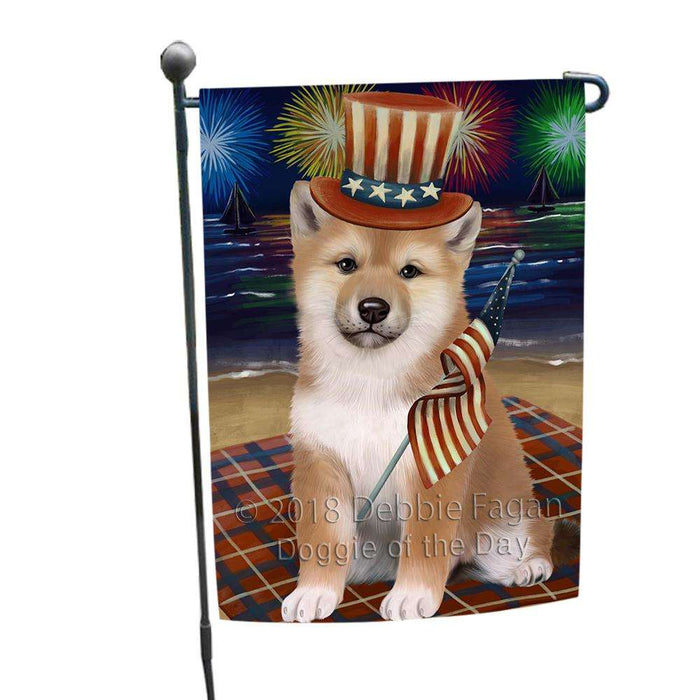 4th of July Independence Day Firework Shiba Inu Dog Garden Flag GFLG48920