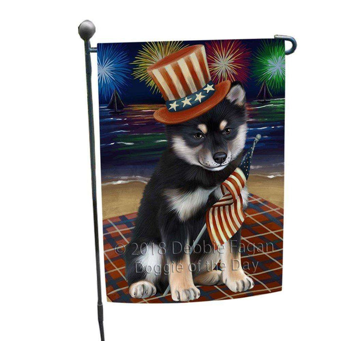 4th of July Independence Day Firework Shiba Inu Dog Garden Flag GFLG48921