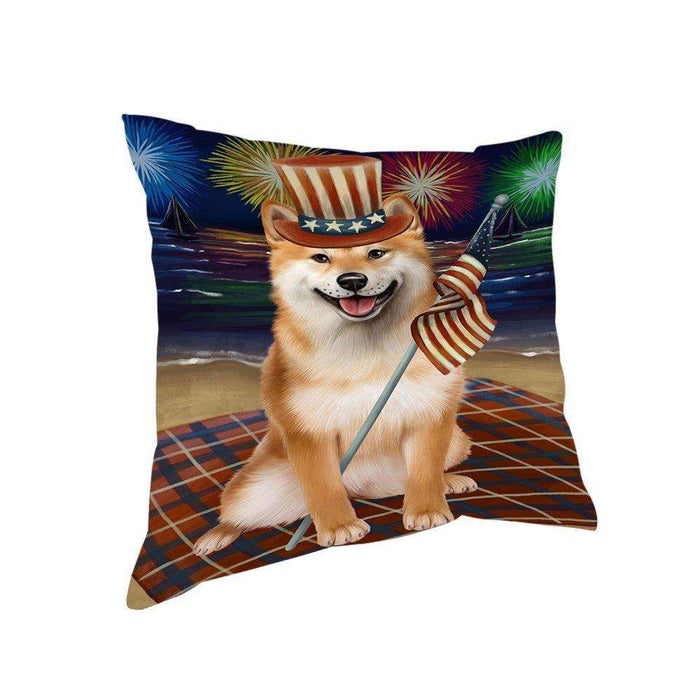 4th of July Independence Day Firework Shiba Inu Dog Pillow PIL51892