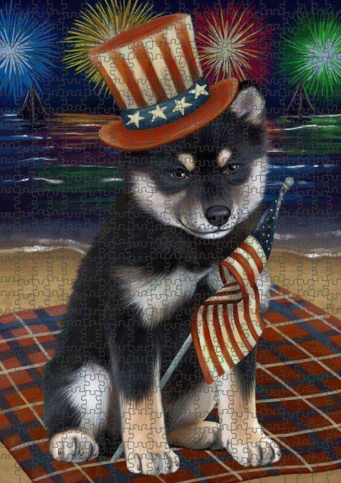 4th of July Independence Day Firework Shiba Inu Dog Puzzle with Photo Tin PUZL51219