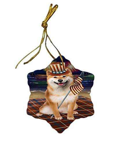 4th of July Independence Day Firework Shiba Inu Dog Star Porcelain Ornament SPOR49001