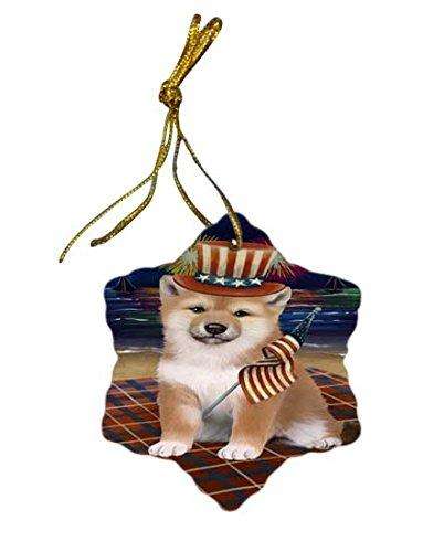 4th of July Independence Day Firework Shiba Inu Dog Star Porcelain Ornament SPOR49003