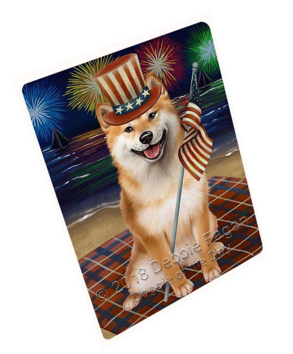 4th of July Independence Day Firework Shiba Inu Dog Tempered Cutting Board C50895