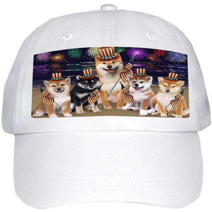 4th of July Independence Day Firework Shiba Inus Dog Ball Hat Cap HAT50763