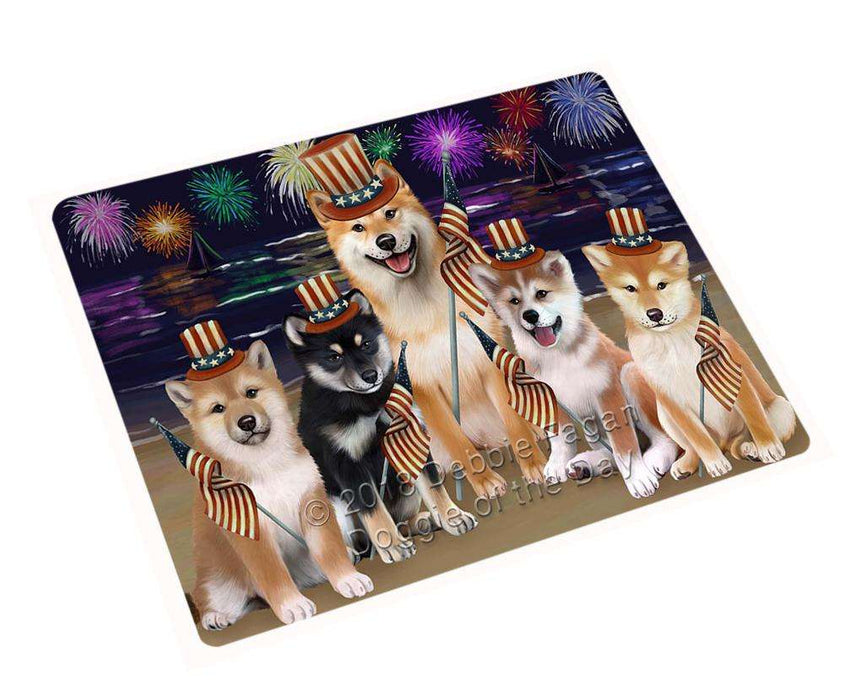 4th of July Independence Day Firework Shiba Inus Dog Blanket BLNKT56694 (37x57 Sherpa)