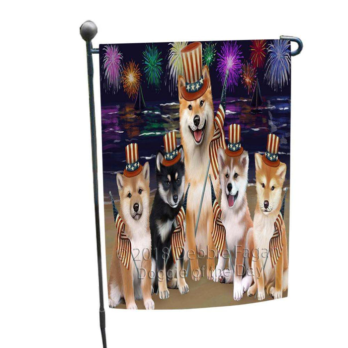 4th of July Independence Day Firework Shiba Inus Dog Garden Flag GFLG48919