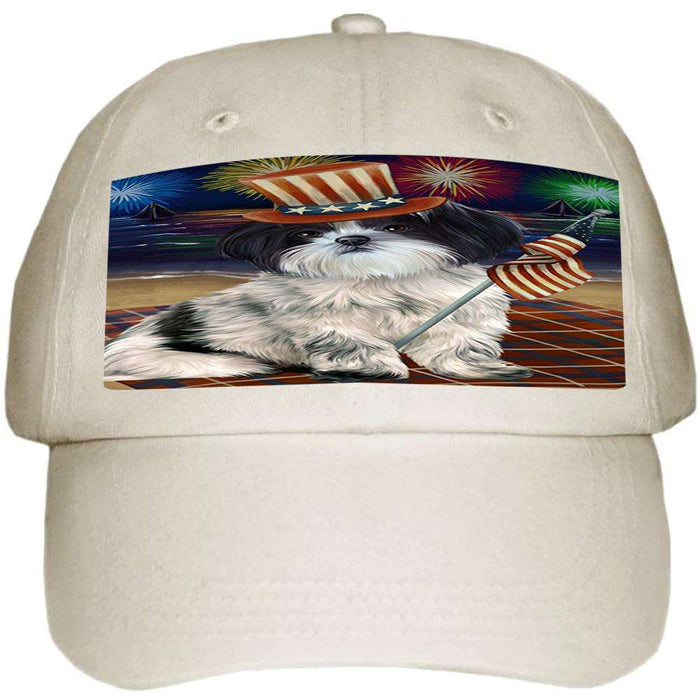 4th of July Independence Day Firework Shih Tzu Dog Ball Hat Cap HAT50772