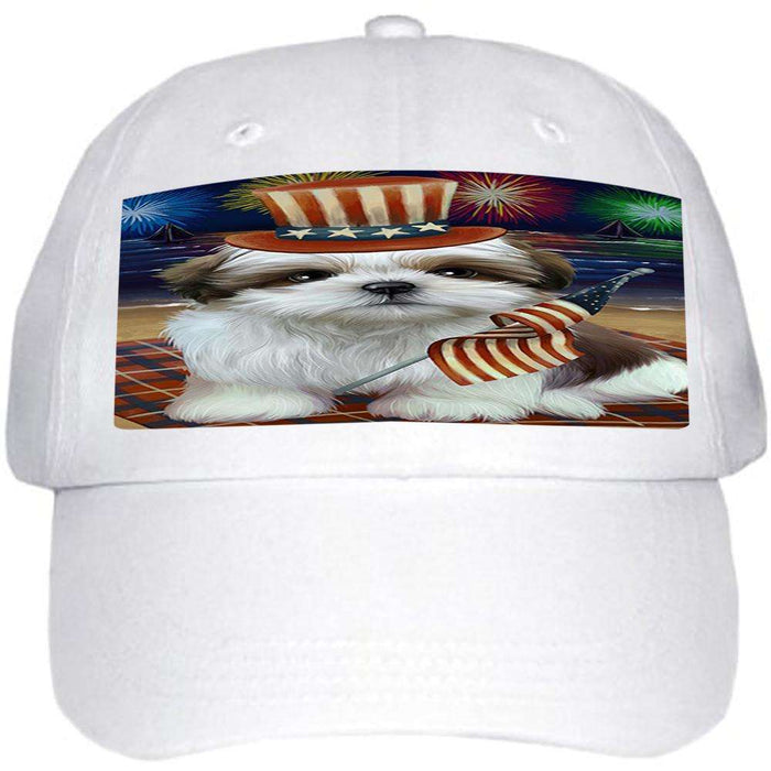 4th of July Independence Day Firework Shih Tzu Dog Ball Hat Cap HAT50781