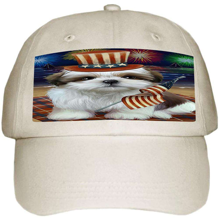 4th of July Independence Day Firework Shih Tzu Dog Ball Hat Cap HAT50781