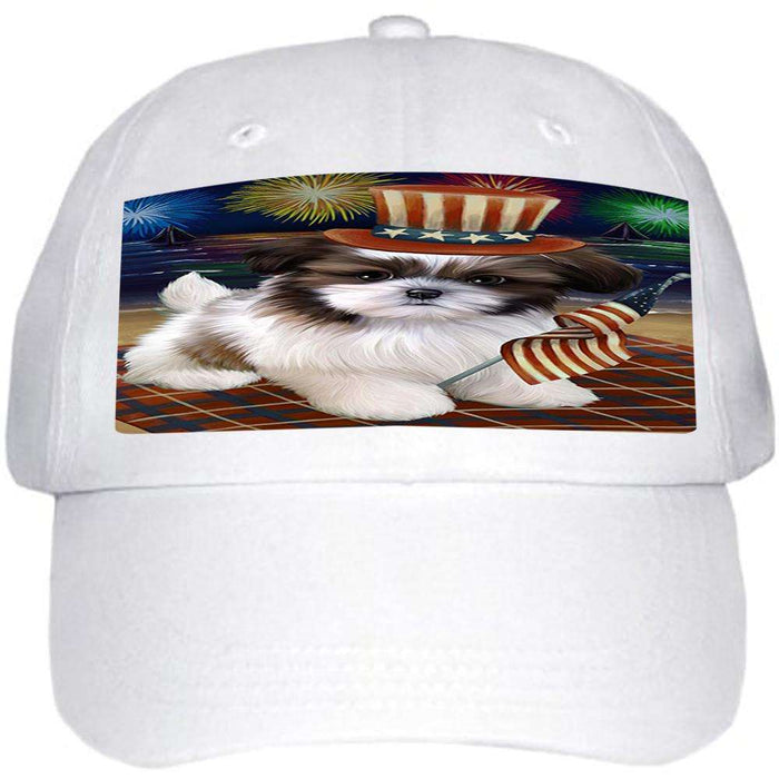 4th of July Independence Day Firework Shih Tzu Dog Ball Hat Cap HAT50784