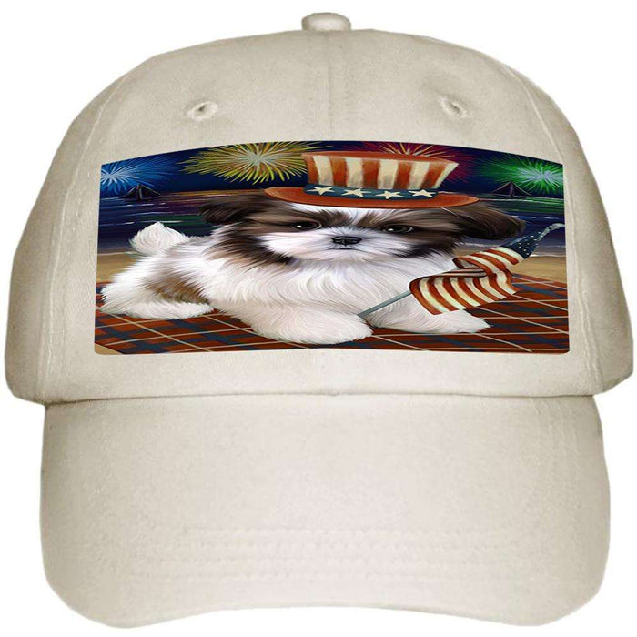 4th of July Independence Day Firework Shih Tzu Dog Ball Hat Cap HAT50784