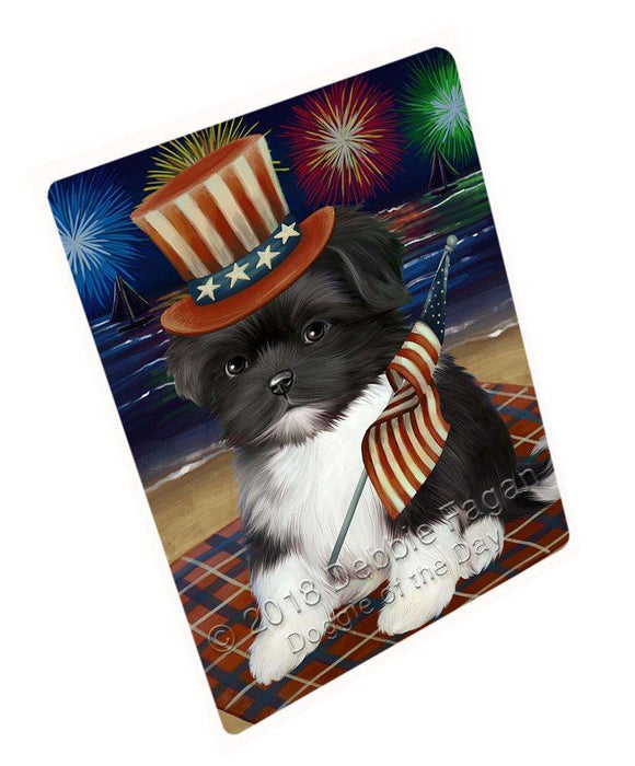 4th of July Independence Day Firework Shih Tzu Dog Blanket BLNKT56739 (37x57 Sherpa)