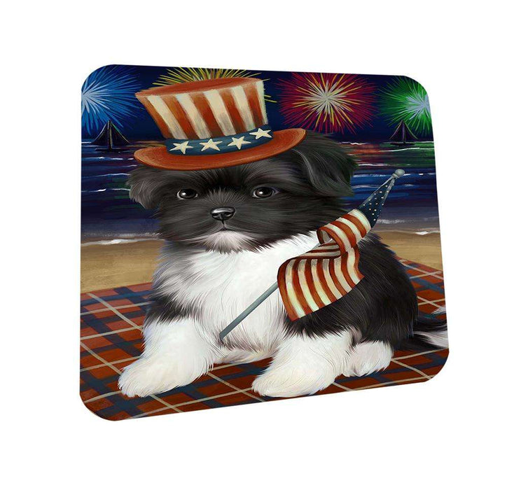 4th of July Independence Day Firework Shih Tzu Dog Coasters Set of 4 CST48974