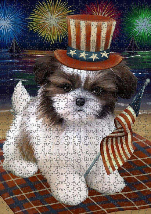 4th of July Independence Day Firework Shih Tzu Dog Puzzle with Photo Tin PUZL51234