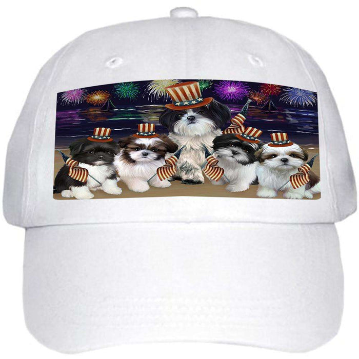 4th of July Independence Day Firework Shih Tzus Dog Ball Hat Cap HAT50775