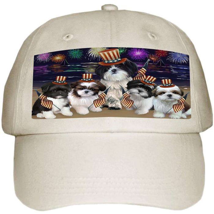 4th of July Independence Day Firework Shih Tzus Dog Ball Hat Cap HAT50775