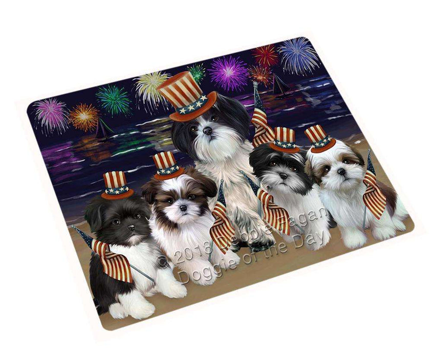 4th of July Independence Day Firework  Shih Tzus Dog Large Refrigerator / Dishwasher Magnet RMAG53820