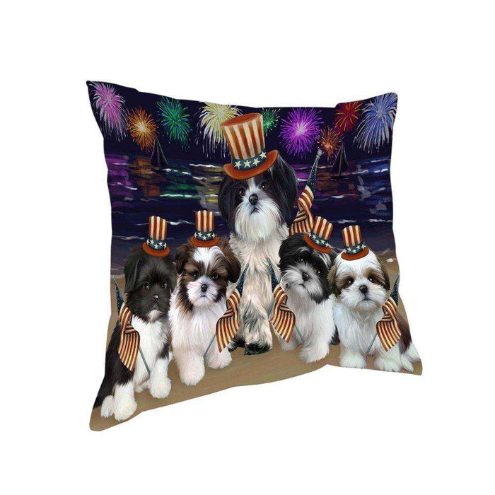 4th of July Independence Day Firework Shih Tzus Dog Pillow PIL51912