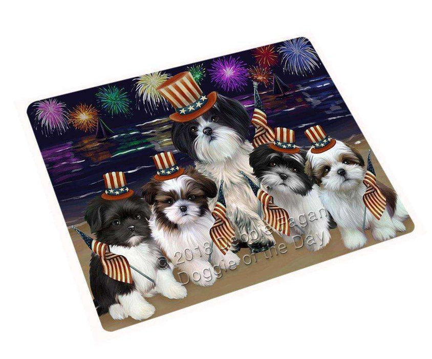 4th of July Independence Day Firework Shih Tzus Dog Tempered Cutting Board C50910