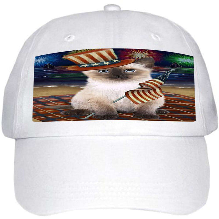4th of July Independence Day Firework Siamese Cat Ball Hat Cap HAT60087