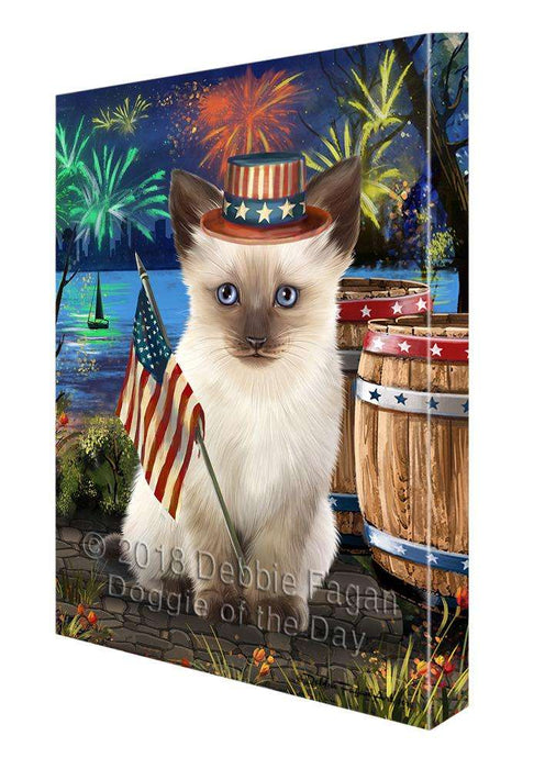 4th of July Independence Day Firework Siamese Cat Canvas Print Wall Art Décor CVS104516
