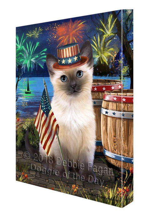 4th of July Independence Day Firework Siamese Cat Canvas Print Wall Art Décor CVS104525