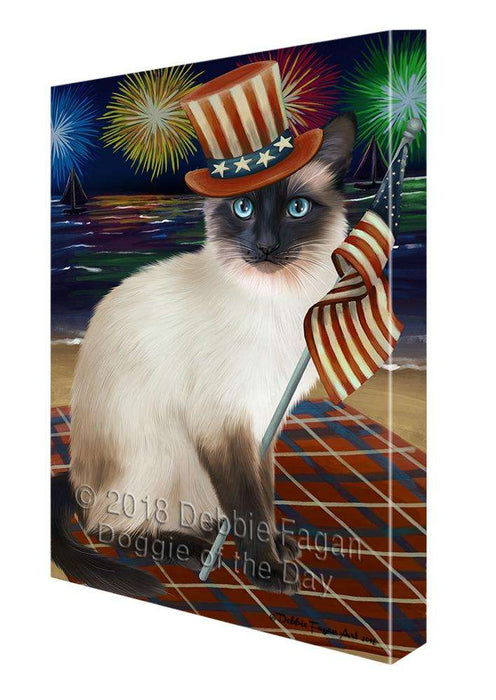 4th of July Independence Day Firework Siamese Cat Canvas Print Wall Art Décor CVS85841