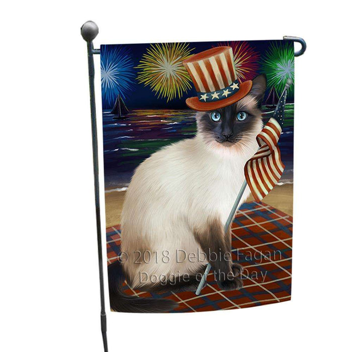 4th of July Independence Day Firework Siamese Cat Garden Flag GFLG52061