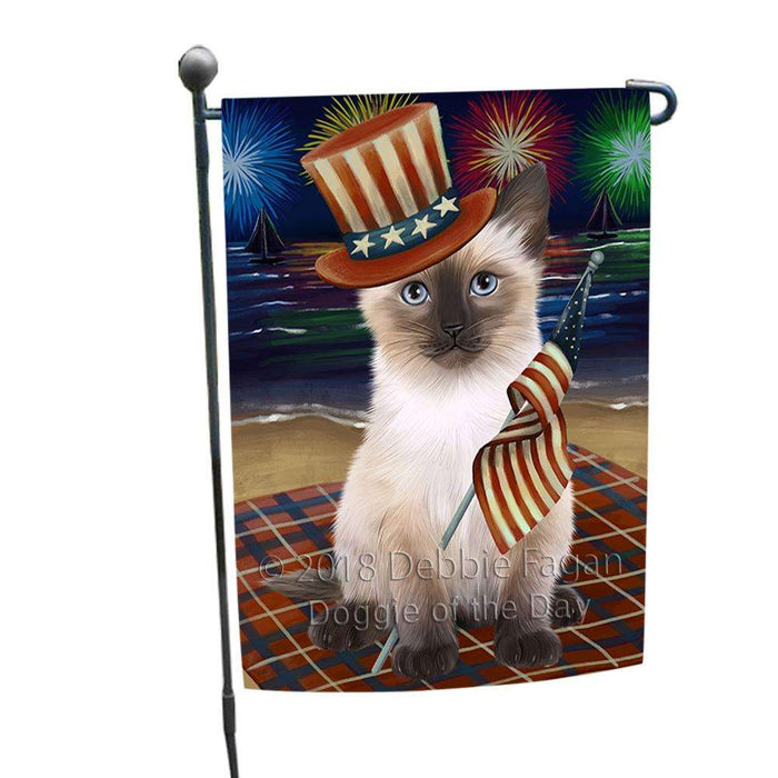4th of July Independence Day Firework Siamese Cat Garden Flag GFLG52063