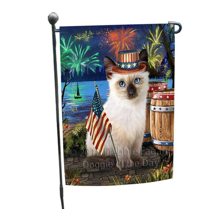 4th of July Independence Day Firework Siamese Cat Garden Flag GFLG54134