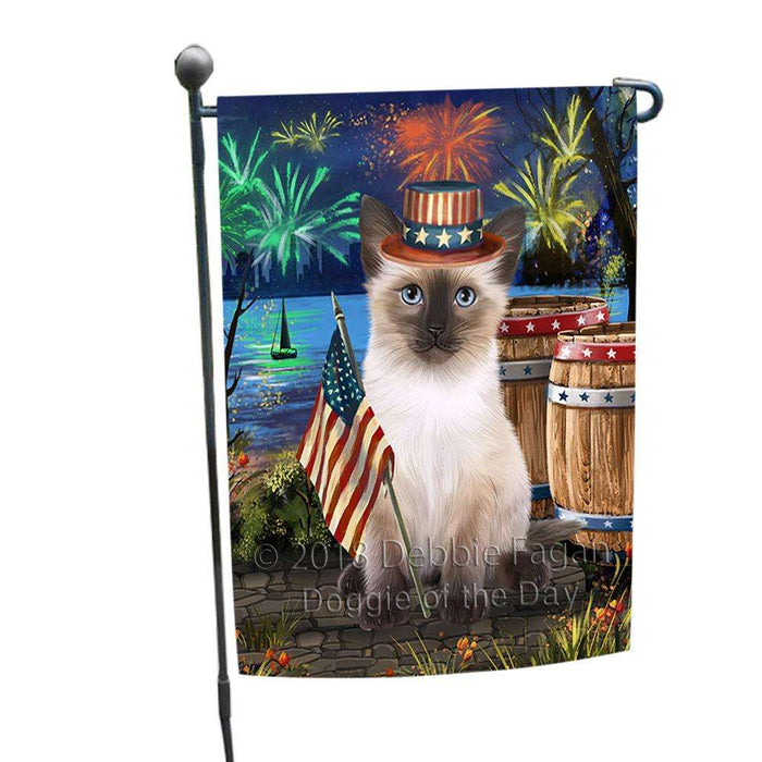 4th of July Independence Day Firework Siamese Cat Garden Flag GFLG54135