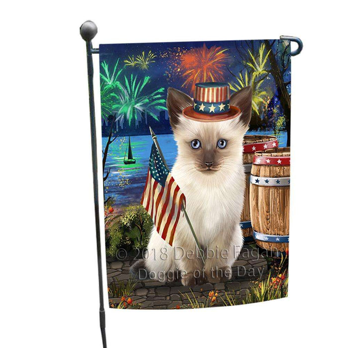 4th of July Independence Day Firework Siamese Cat Garden Flag GFLG54136