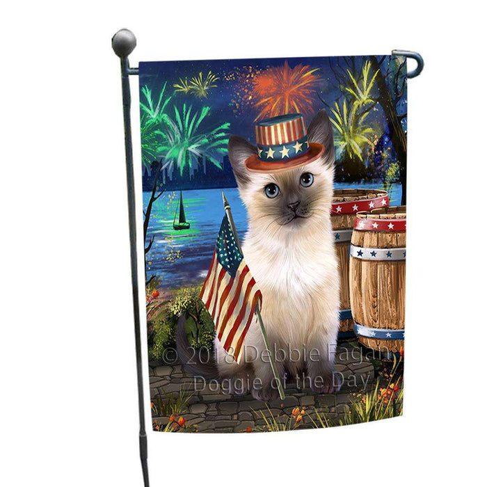 4th of July Independence Day Firework Siamese Cat Garden Flag GFLG54137