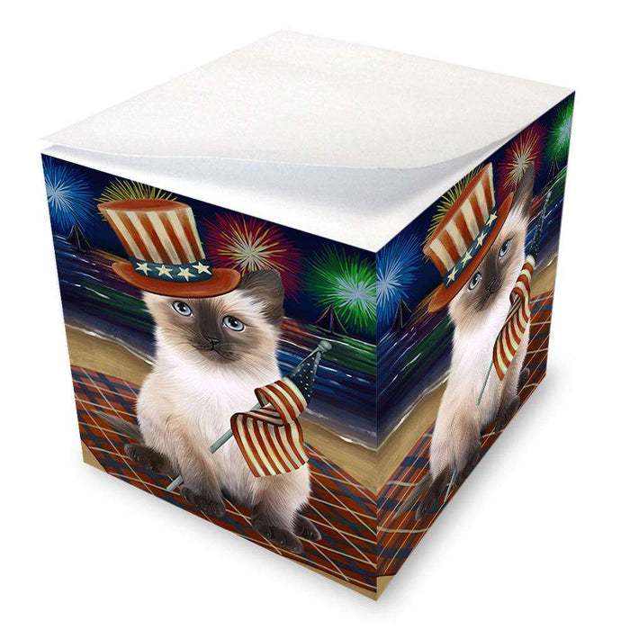 4th of July Independence Day Firework Siamese Cat Note Cube NOC52066