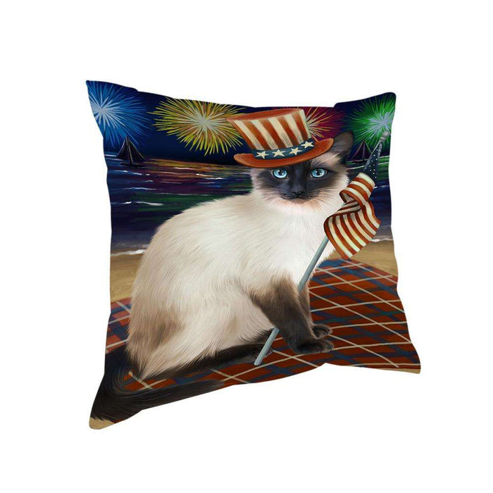 4th of July Independence Day Firework Siamese Cat Pillow PIL64620