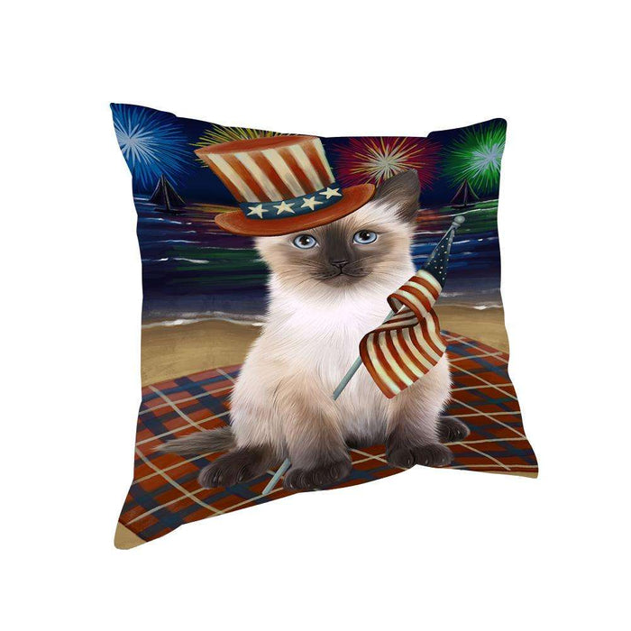 4th of July Independence Day Firework Siamese Cat Pillow PIL65980
