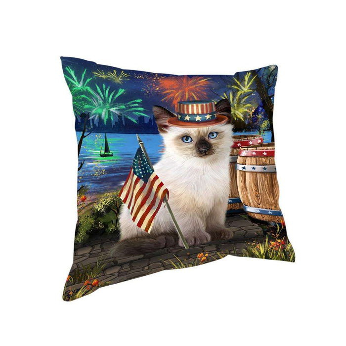 4th of July Independence Day Firework Siamese Cat Pillow PIL72912