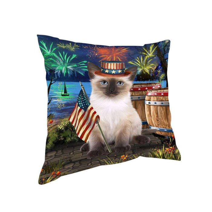4th of July Independence Day Firework Siamese Cat Pillow PIL72916